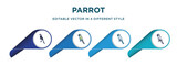 parrot icon in 4 different styles such as filled, color, glyph, colorful, lineal color. set of vector for web, mobile, ui