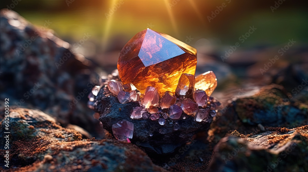 Rare uncut Bytownite crystal. Gemstone macro photography. Generative AI Rare uncut Bytownite crystal. Gemstone macro photography. Generative AI