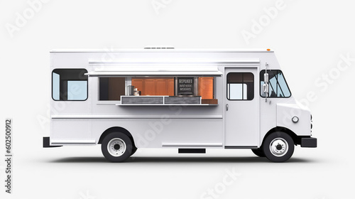 Blank food truck concept - fictional and imaginary food truck mockup ready for your branding. Created by generative AI