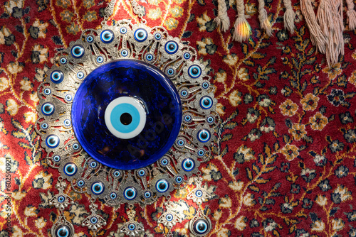 The Blue Turkish Evil Eye Nazar Amulet or Nazar Boncugu blue sapphire charm souvenir from Turkey photo
