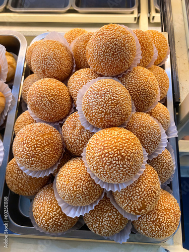 delicious onde onde, is indonesian traditional food or snack. onde-onde contains green beans