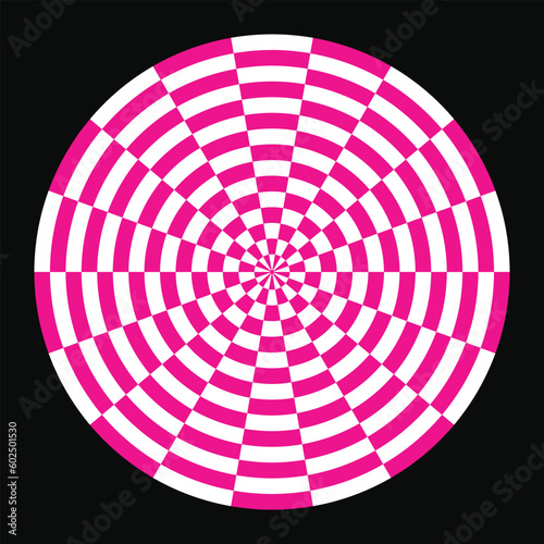 Pink and white Alternating stripes in round form. Design element. Abstract background. Vector illustration.