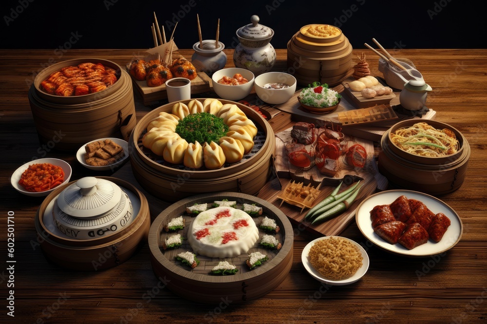 Chinese Dim Sum Meal Background Image