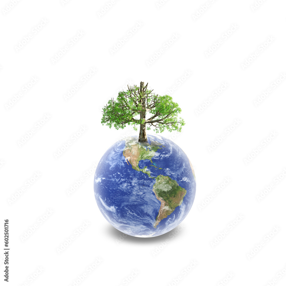 Earth Globe and Tree. Tree growing on earth globe