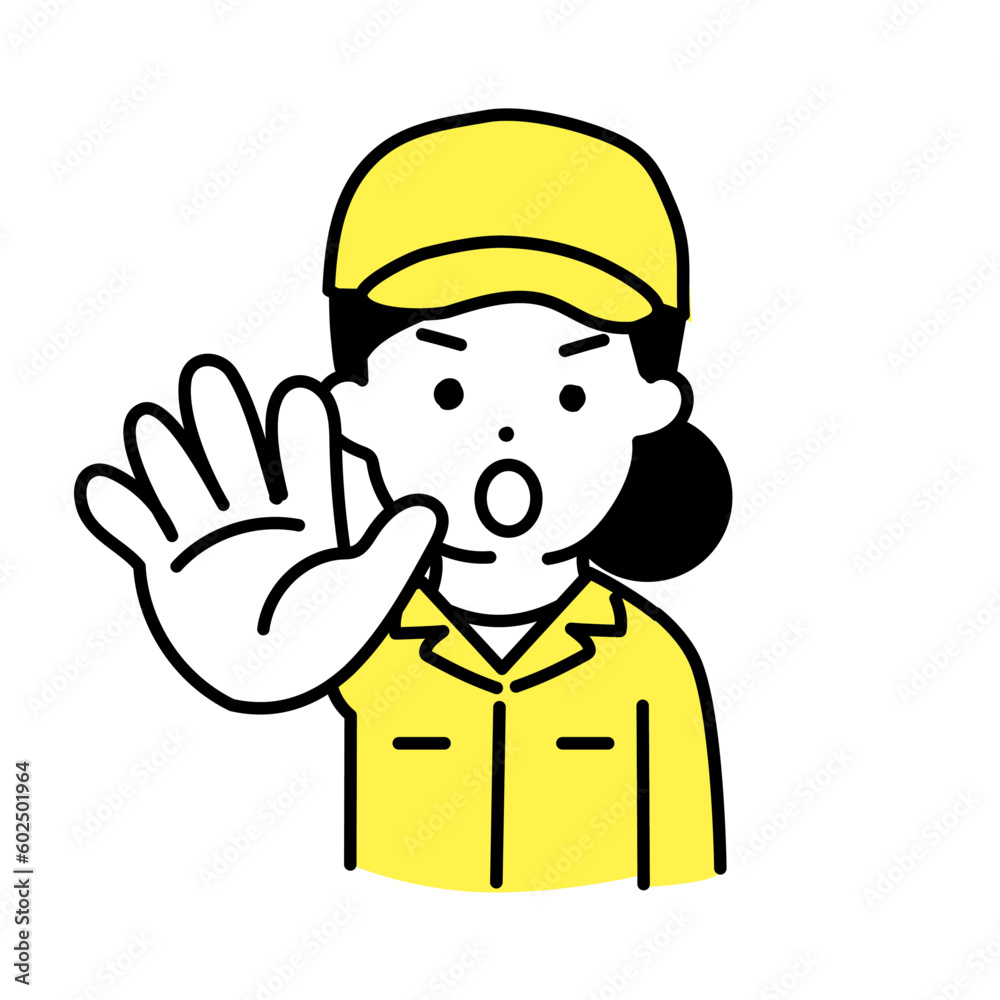 かわいい人物のイラストシリーズ _ 作業員の女性 _ ストップ かわいい人物のイラストシリーズ _ 作業員の女性 _ ストップ