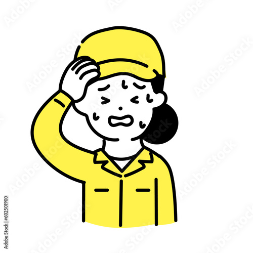 かわいい人物のイラストシリーズ _ 作業員の女性 _ 暑い