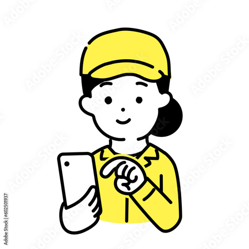 かわいい人物のイラストシリーズ _ 作業員の女性 _ 操作