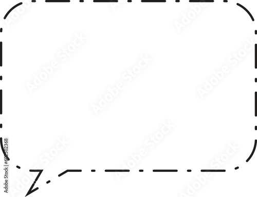 角丸四角形吹き出し　一点鎖線　白塗り
