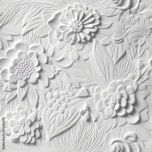 Emboss floral and decorative patterns on paper seamless, tileable repeating patterns