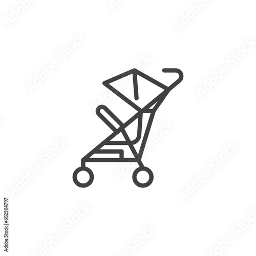 Baby carriage line icon