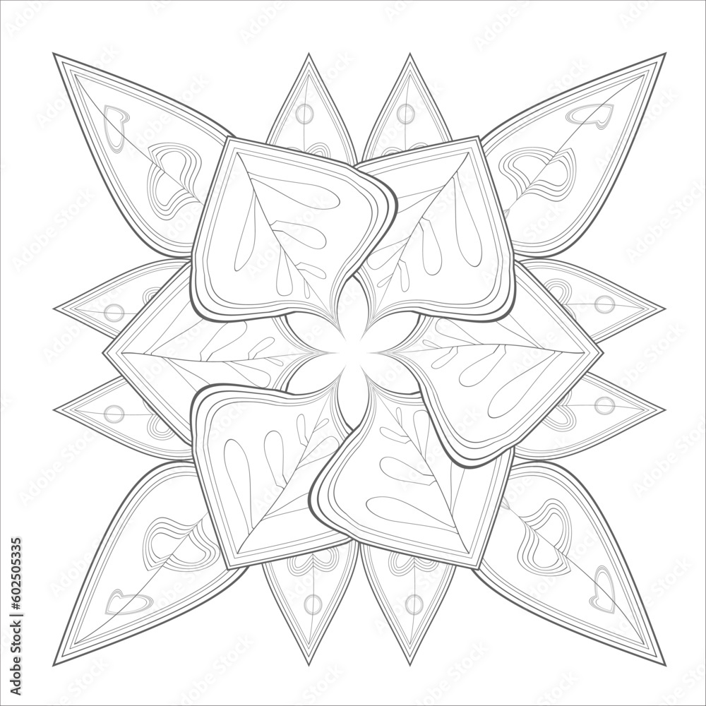 Coloring Book for adults. Hand drawn flowers in zentangle style for t-shirt design or tattoo and coloring book