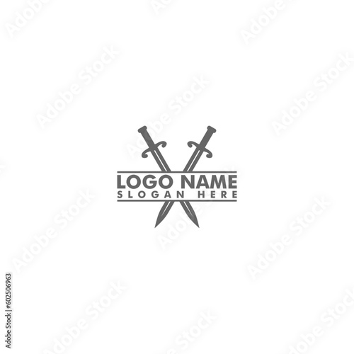 Excalibur sword logo template design isolated on white background