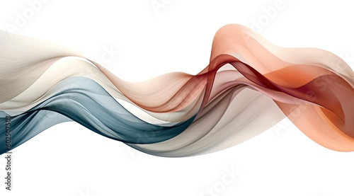 Fluid wavy lines flowing, wavy colors in motion, white background with soft colors curves. Luxury feeling. Generative AI.