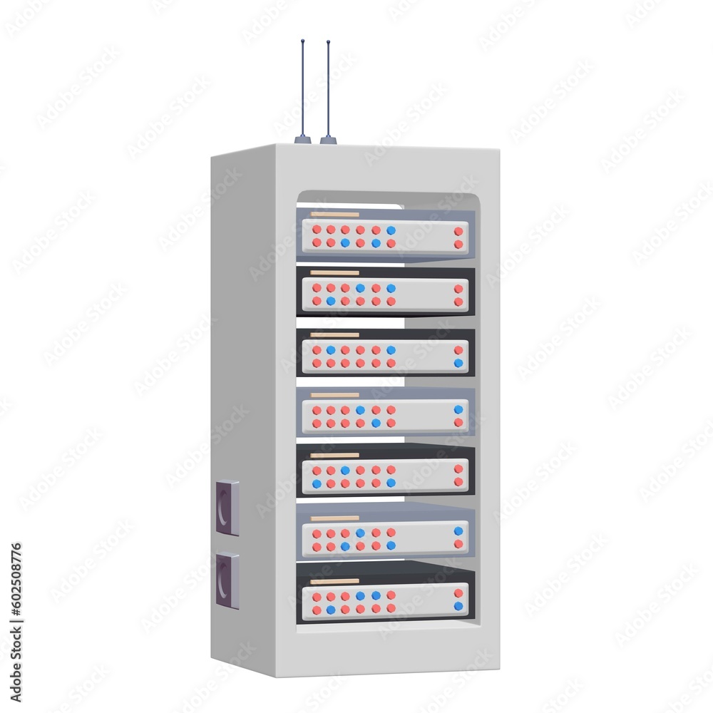 Data network server in cabinet. Diagnostic test in computer room technology Data network server in cabinet. Diagnostic test in computer room technology