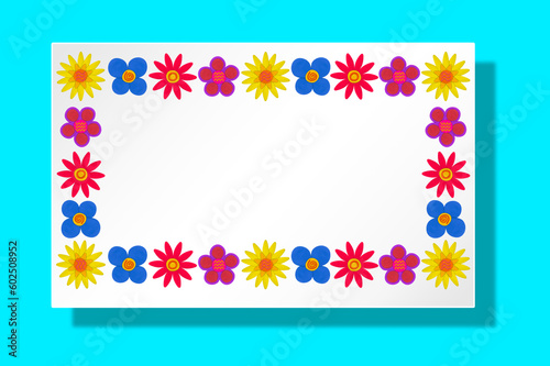 colorful flower on paper made from plasticine on white background