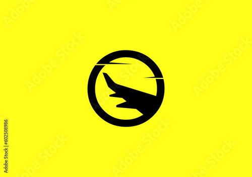 circle shape logo with the airplane symbol for tour and travel