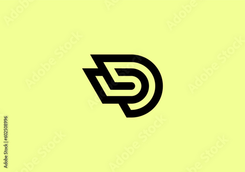 monogram logo letter D with right arrow motion