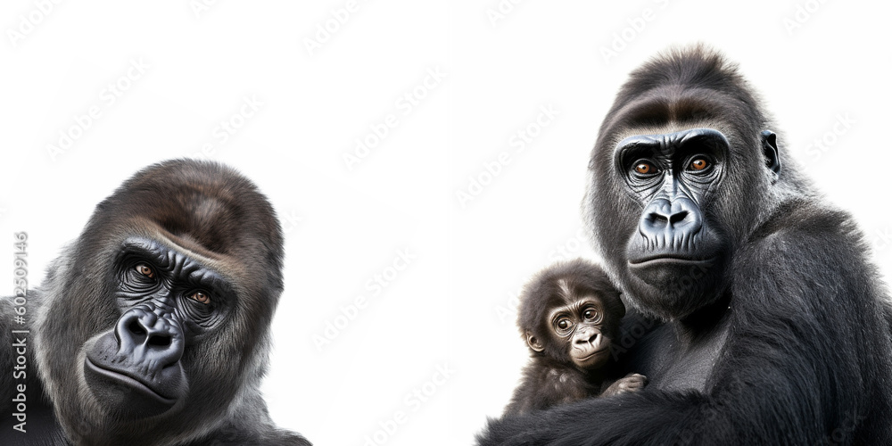 Wildlife zoo safari africa gorillas animals banner panorama long