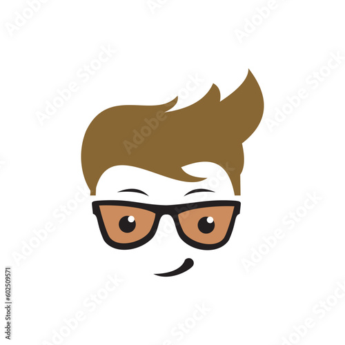 Geek boy logo template vector illustration design