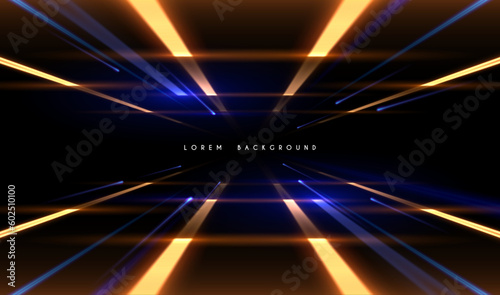 Abstract blue and yellow light rays effect background