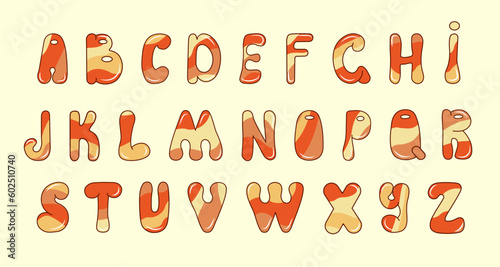 Cartoon alphabet. Set of groovy letters. Vector.