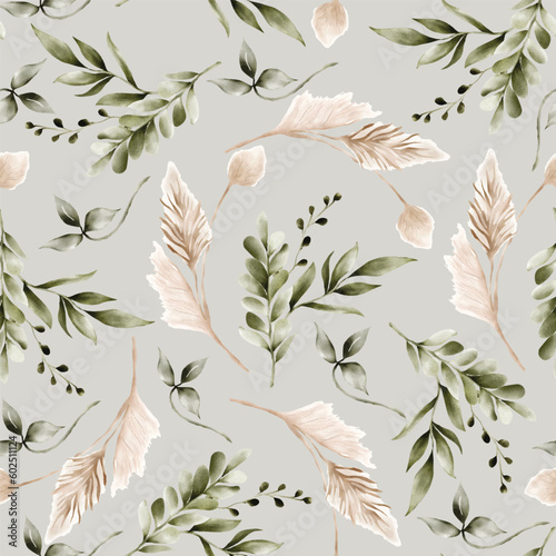 vintage floral seamless pattern with bohemian flower and leaves