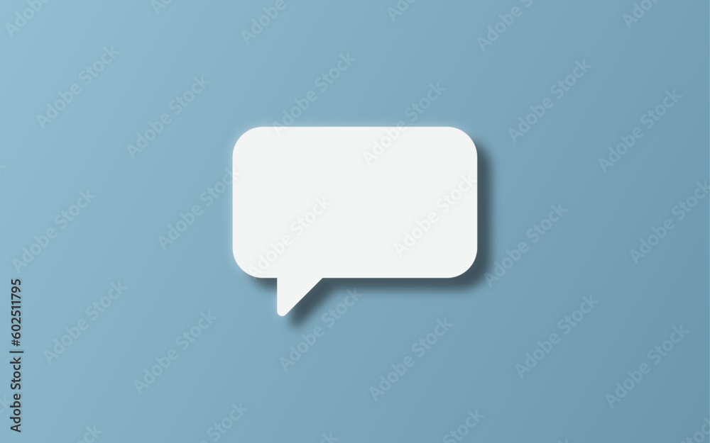 White empty speech bubble or balloon over blue background with shadow, chat, communication or dialogue concept template White empty speech bubble or balloon over blue background with shadow, chat, communication or dialogue concept template