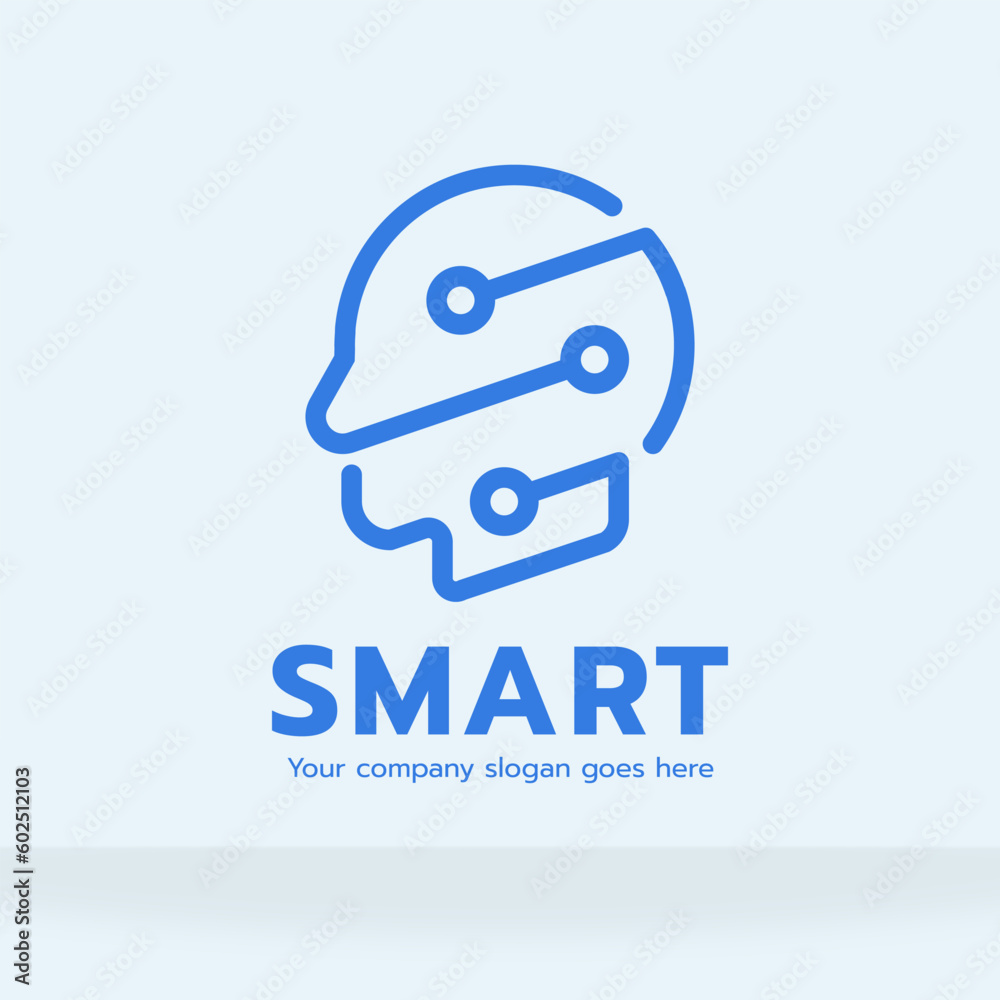Human Head with Electronic Circuit Shape for Logo Human Head with Electronic Circuit Shape for Logo