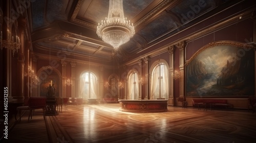 Luxurious classical ballroom. Luxurious interior. Generative AI
