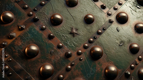 Generative Ai. a close up of a metal surface with rivets and bolts