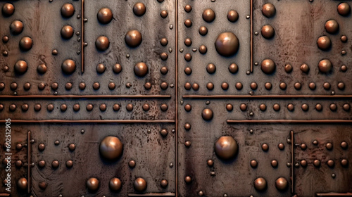 Generative Ai. metal door with rivets and rivets on it