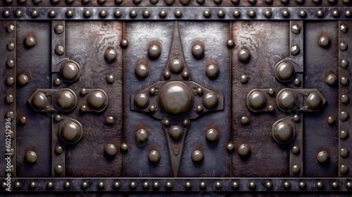 Generative Ai. an old metal door with rivets and studs