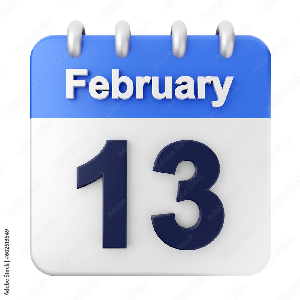 3d calendar february