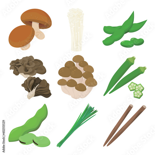Vector illustration of insoluble fiber vegetables.