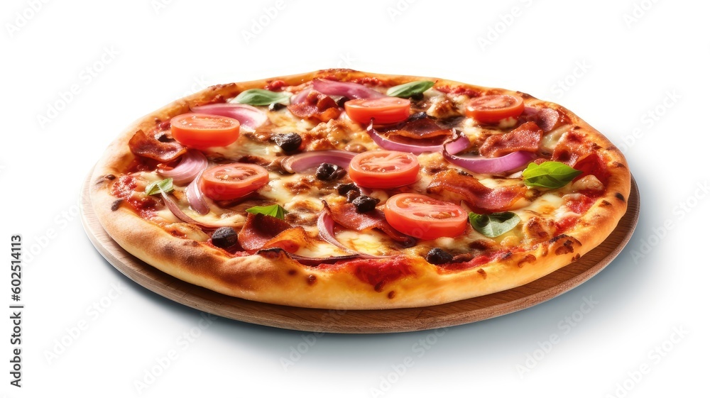 fresh pizza on white background AI generative