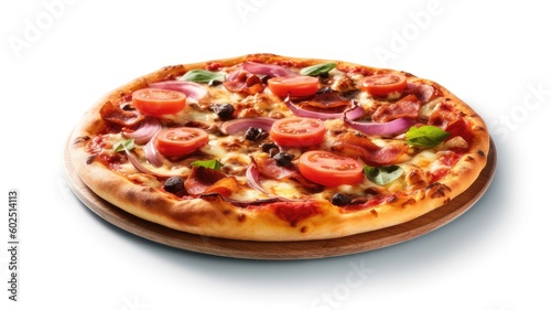 fresh pizza on white background AI generative