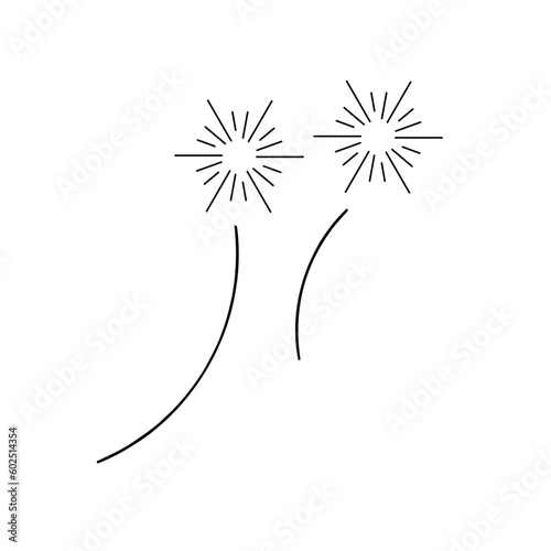 fireworks line icon, celebration, party, happy new year