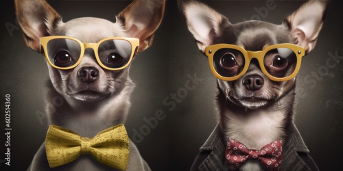 メガネをかけた犬,Generative AI AI画像 © beeboys
