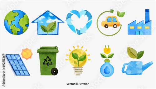 Earth Day. Environmental problems and environmental protection. Climate change illustration set. Characters hands holding planet earth, power Vector illustration. 