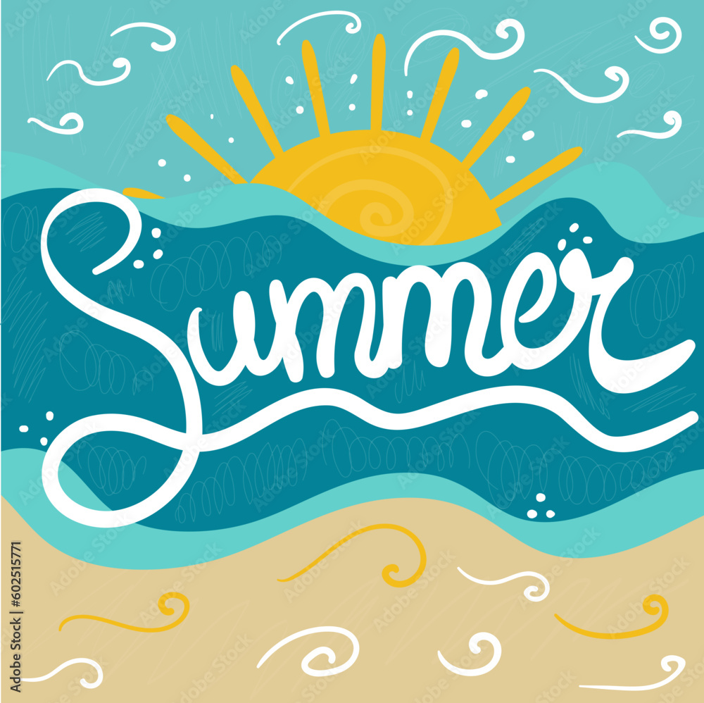 summer lettering  vector background