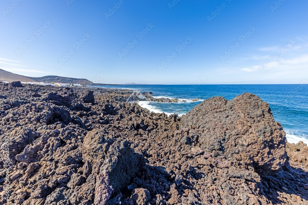 Picture over volcanic coast near El Golfo on Lanzarote
