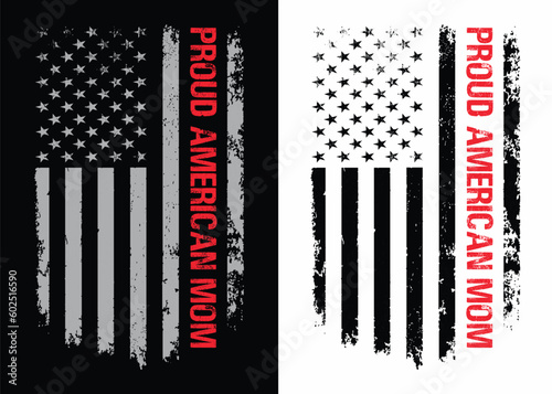 Proud American Mom Flag Design