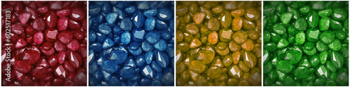 different colored crystal stones backgrounds. Created with Generative AI
