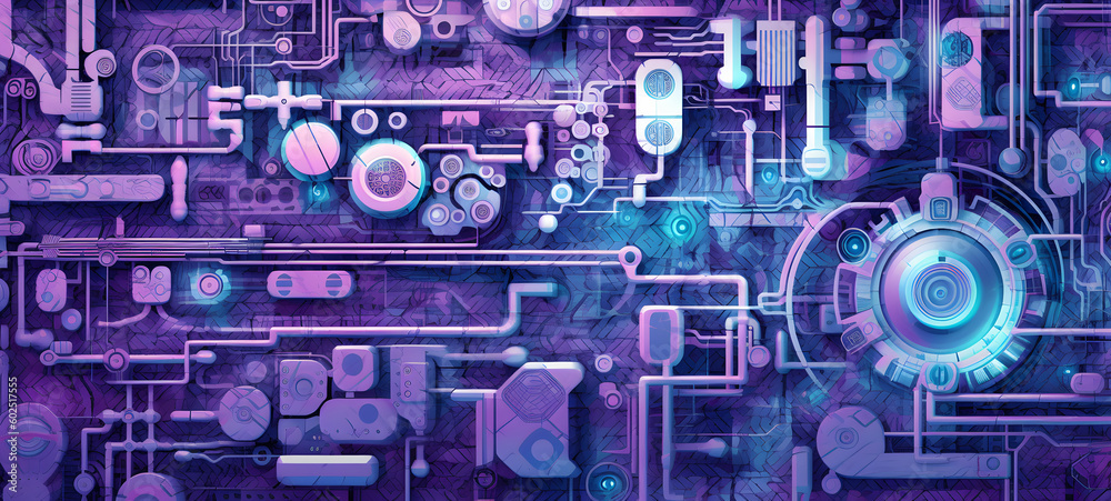 Exploring the Digital Cosmos: Futuristic Wallpaper with Celestialpunk Aesthetics and Human Connection, Tech background, sci-fi, AI, internet, Cyber technologies (made with help of generative ai)