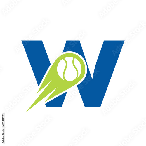Initial Letter W Tennis Club Logo Design Template. Tennis Sport Academy, Club Logo