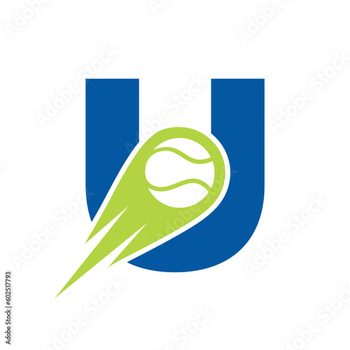 Initial Letter U Tennis Club Logo Design Template. Tennis Sport Academy, Club Logo