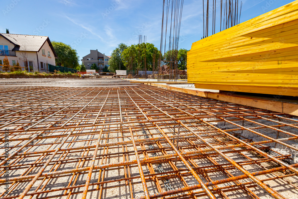 Reinforcing bars, square reinforcement in base, foundation of new