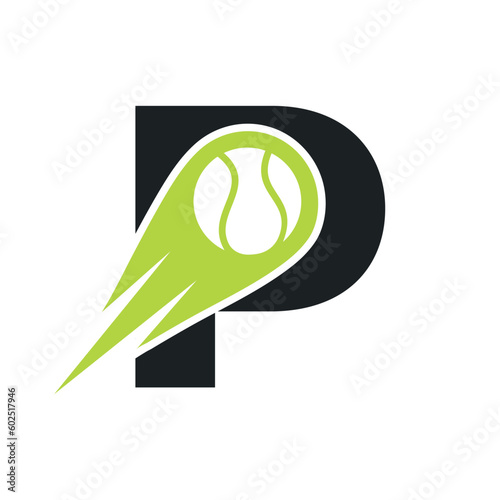 Initial Letter P Tennis Club Logo Design Template. Tennis Sport Academy, Club Logo