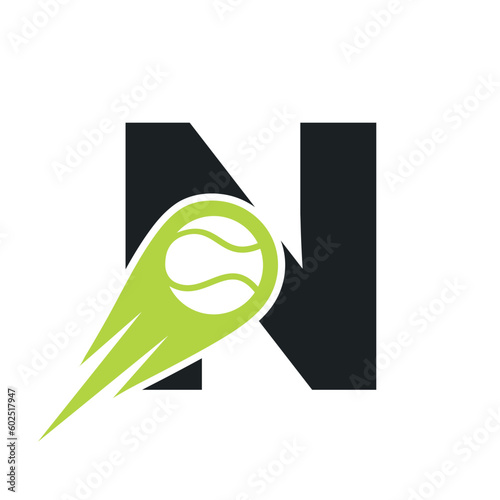Initial Letter N Tennis Club Logo Design Template. Tennis Sport Academy, Club Logo