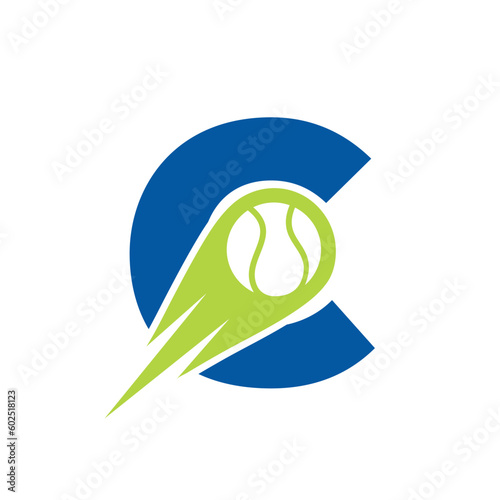 Initial Letter C Tennis Club Logo Design Template. Tennis Sport Academy, Club Logo